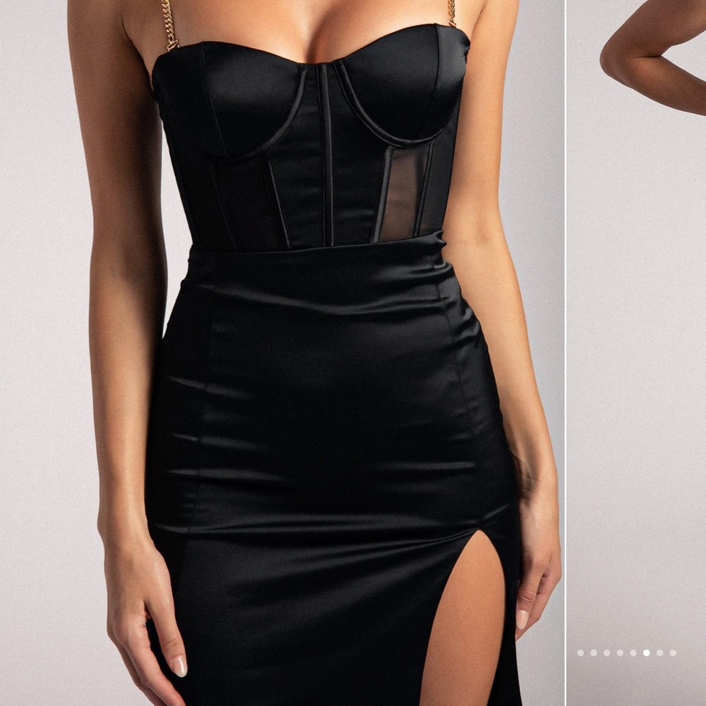 Meshki Talisa Chain Strap Side Slit Corset Dress